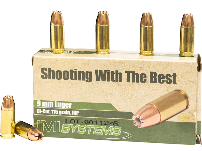 Authentic IMI 9mm Luger Ammo 115 Grain Jacketed Hollow Point