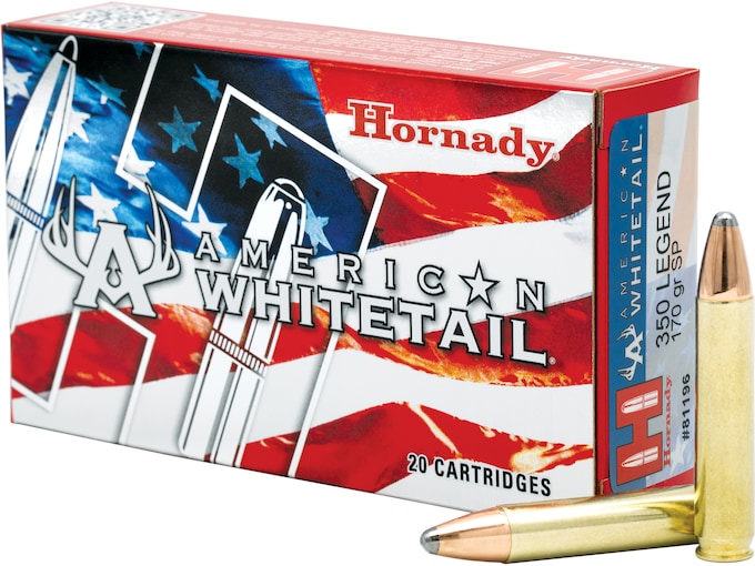 Get Hornady American Whitetail 350 Legend Ammo 170 Grain Hornady Interlock Jacketed Soft Point 300rounds Online