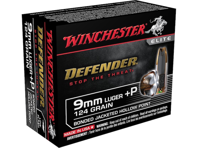In Stock: Winchester Defender 9mm Luger +P Ammo 124 Grain Winchester PDX1 Bonded Jacketed Hollow Point 200 rounds