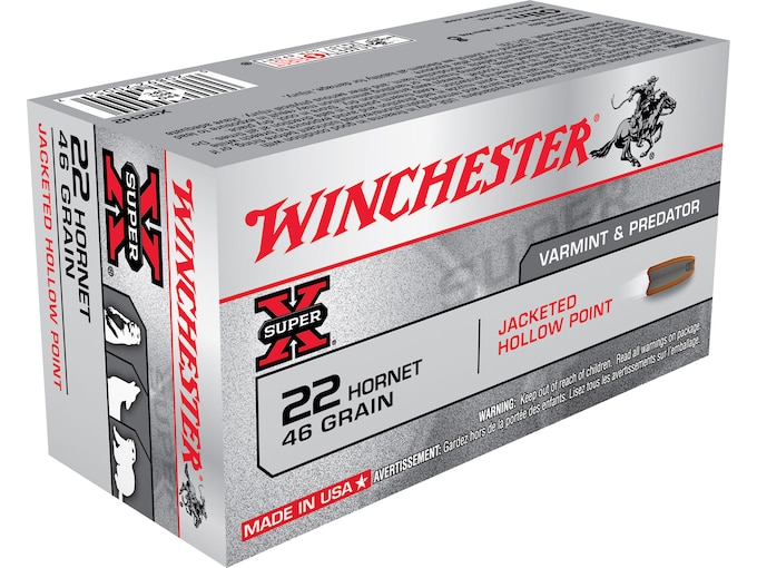 In Stock: Winchester Super X 22 Hornet Ammo 46 Grain Jacketed Hollow Point  200 rounds