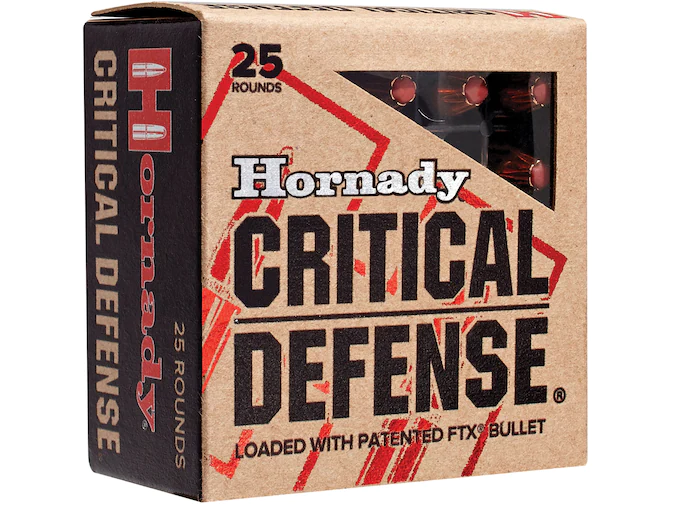 New Hornady Critical Defense 9mm Luger Ammo 115 Grain Hornady FTX Polymer Tip Box of 200 rounds